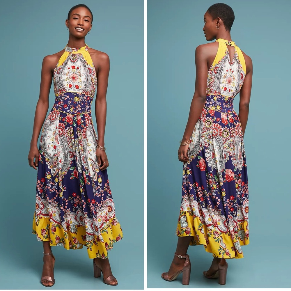 Anthropologie Multicolor Floral Maxi Dress NWT